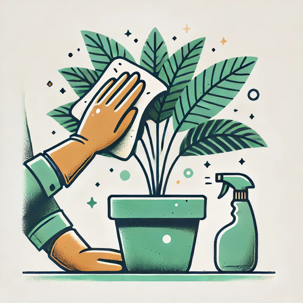 이파리 닦아주기