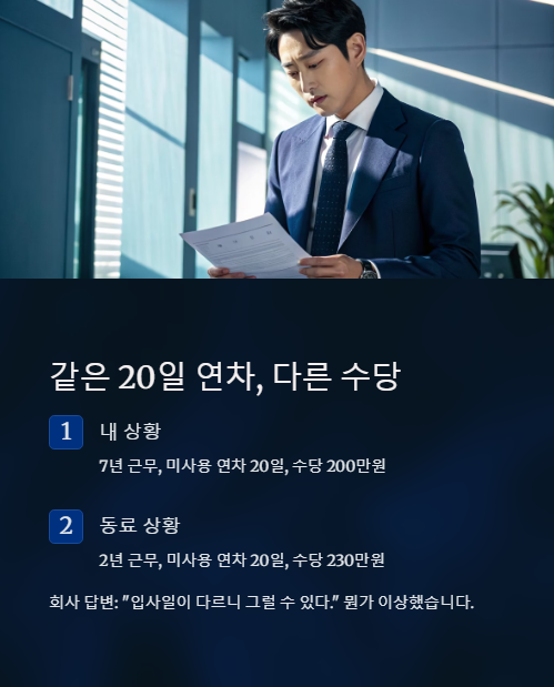 같은 20일 연차 다른 수당