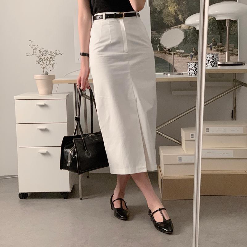 (자체제작) 브리드 양면 트임 하이웨스트 H라인 롱스커트