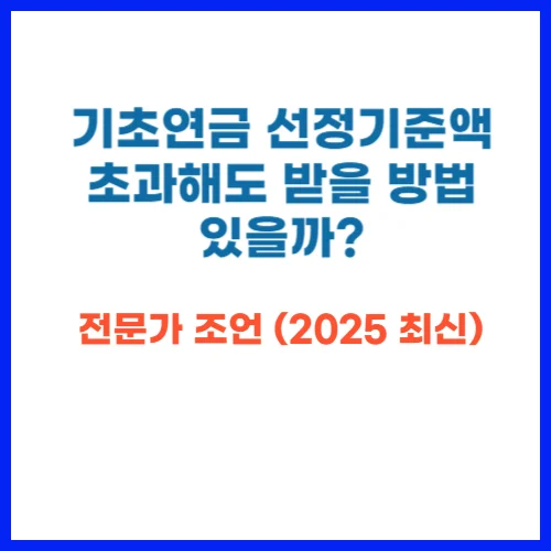 기초연금 선정기준액 초과해도 받을 방법 있을까 전문가 조언 (2025 최신)