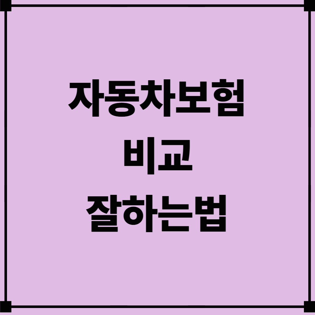 자동차보험 비교 잘하는법