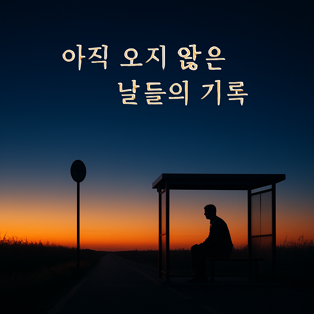 해질 무렵 버스 정류장에 홀로 앉아 아직 오지 않은 시간을 기다리는 사람의 실루엣