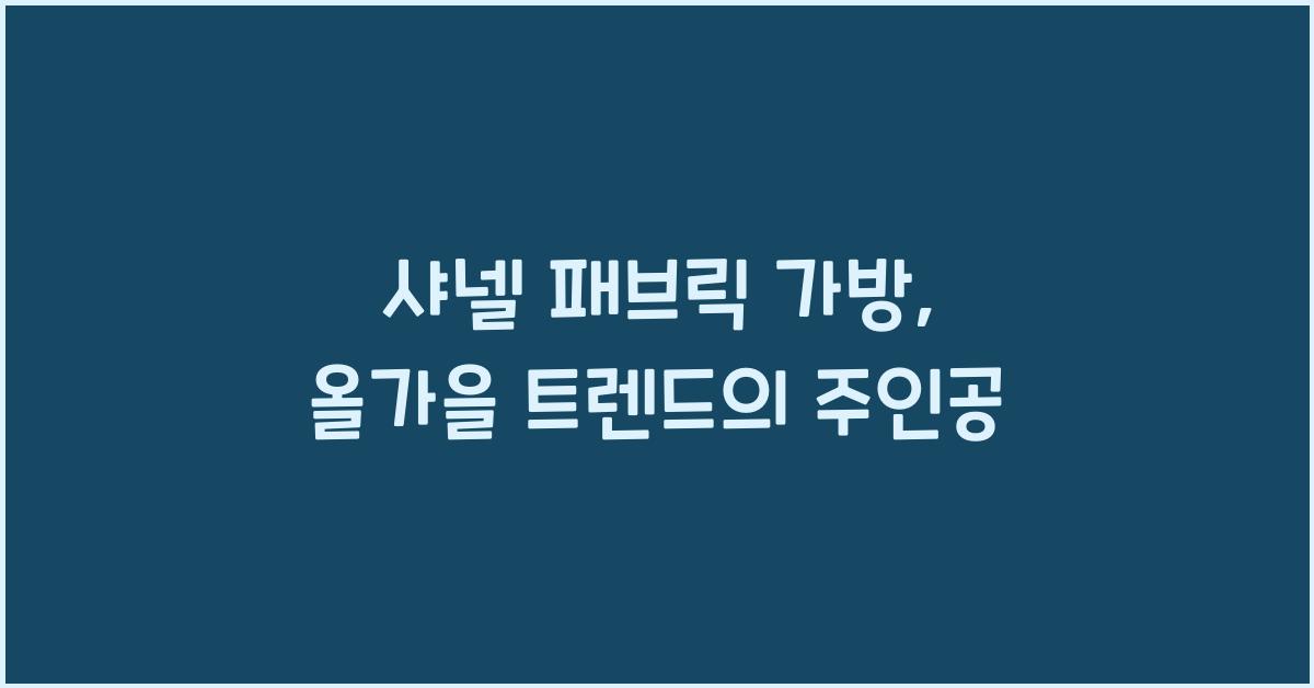 샤넬 패브릭 가방