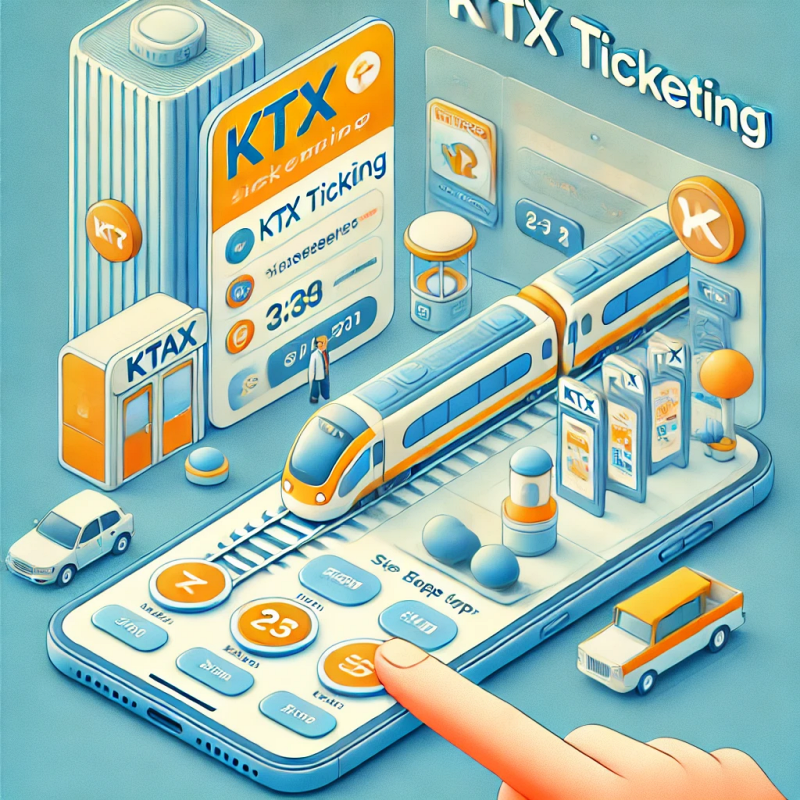 코레일 모바일 앱으로 KTX 표를 예매하는 과정 인포그래픽