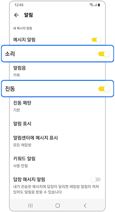 소리/진동 - 활성화