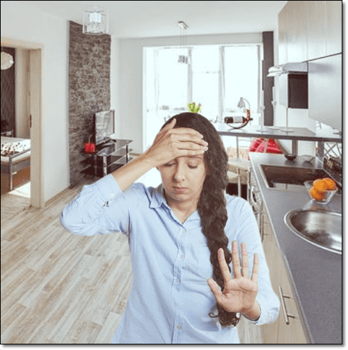 어지럼증이 있는 여성