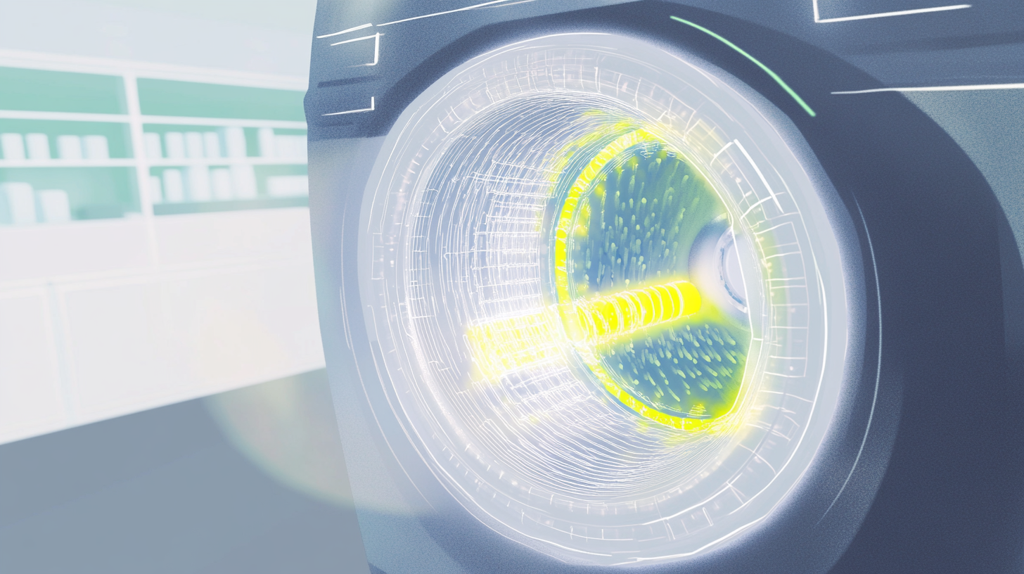 삼성 세탁기의 내부 드럼이 클로즈업된 장면. 위생적이고 청결한 세탁 성능을 강조하는 드럼의 디테일이 돋보임.