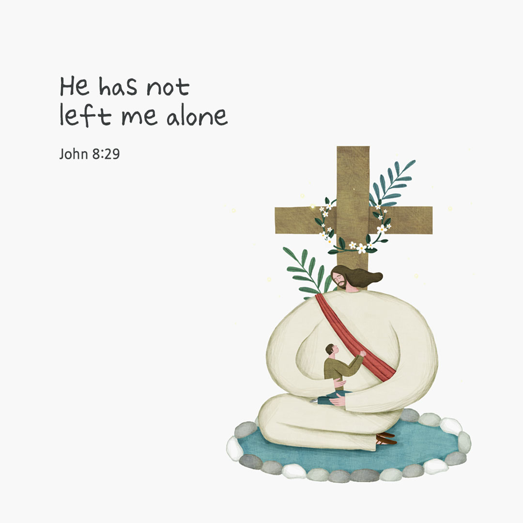 Today's Bible verse card John 8:29 scripture image