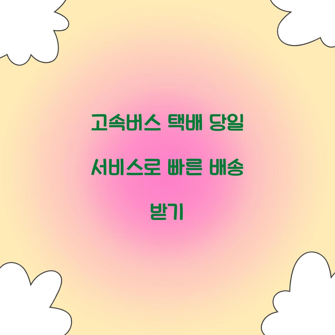 고속버스 택배 당일 서비스