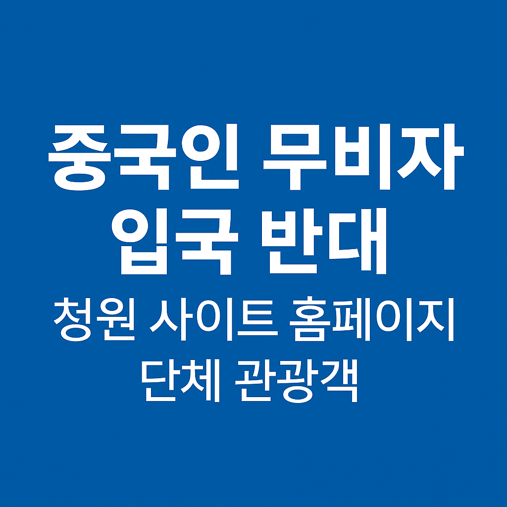 중국인 무비자 입국 반대 청원 사이트 홈페이지 단체 관광객