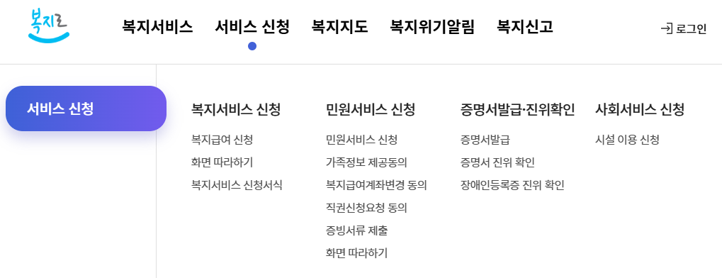 온라인 복지로 홈페이지 바로가기 (www.bokjiro.go.kr)