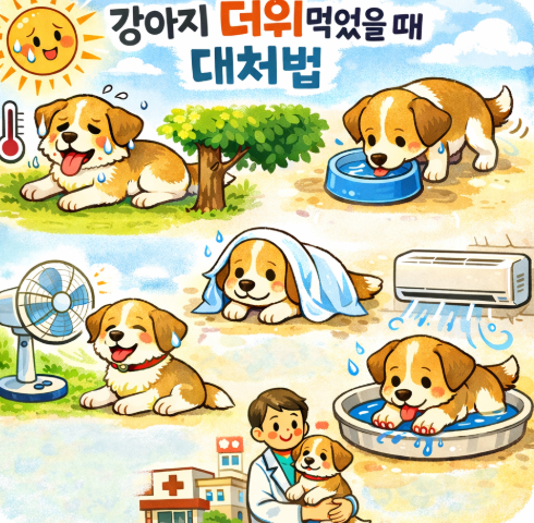 "강아지 더위먹었을 때 대처법" 문구 이미지