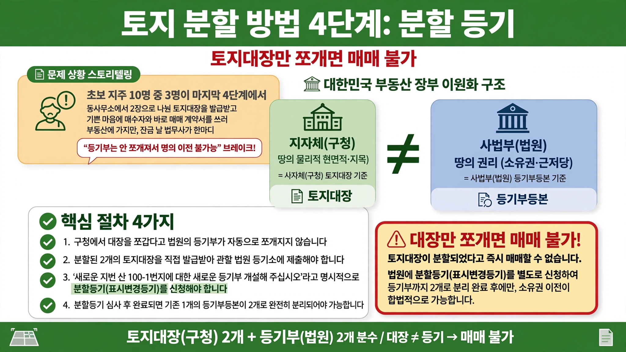 토지 분할 방법 4단계 분할 등기