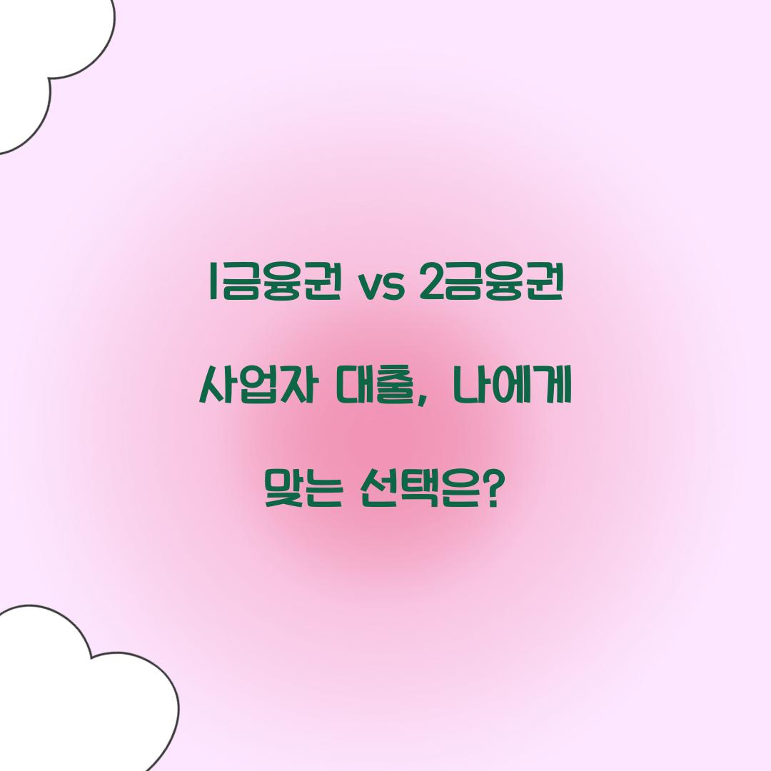 1금융권 vs 2금융권 사업자 대출