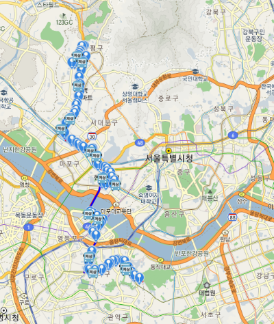 753번 버스 노선도