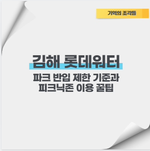김해 롯데워터파크 반입 제한 기준과 피크닉존 이용 꿀팁