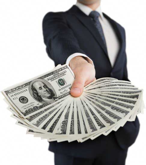 돈들고 서 있는 회사원