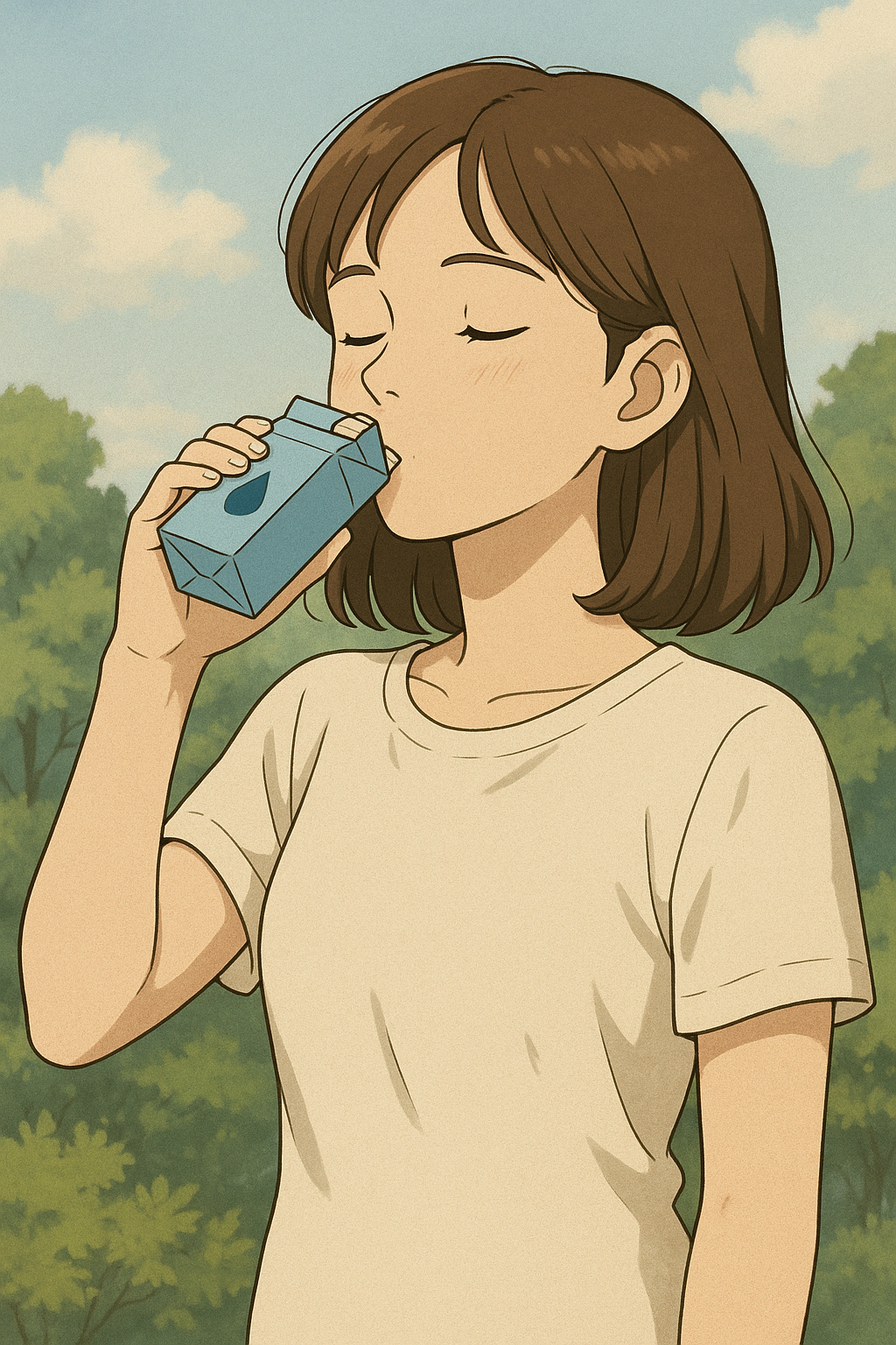 마그네슘 강화 해양심층수를 마시고 있는 장면