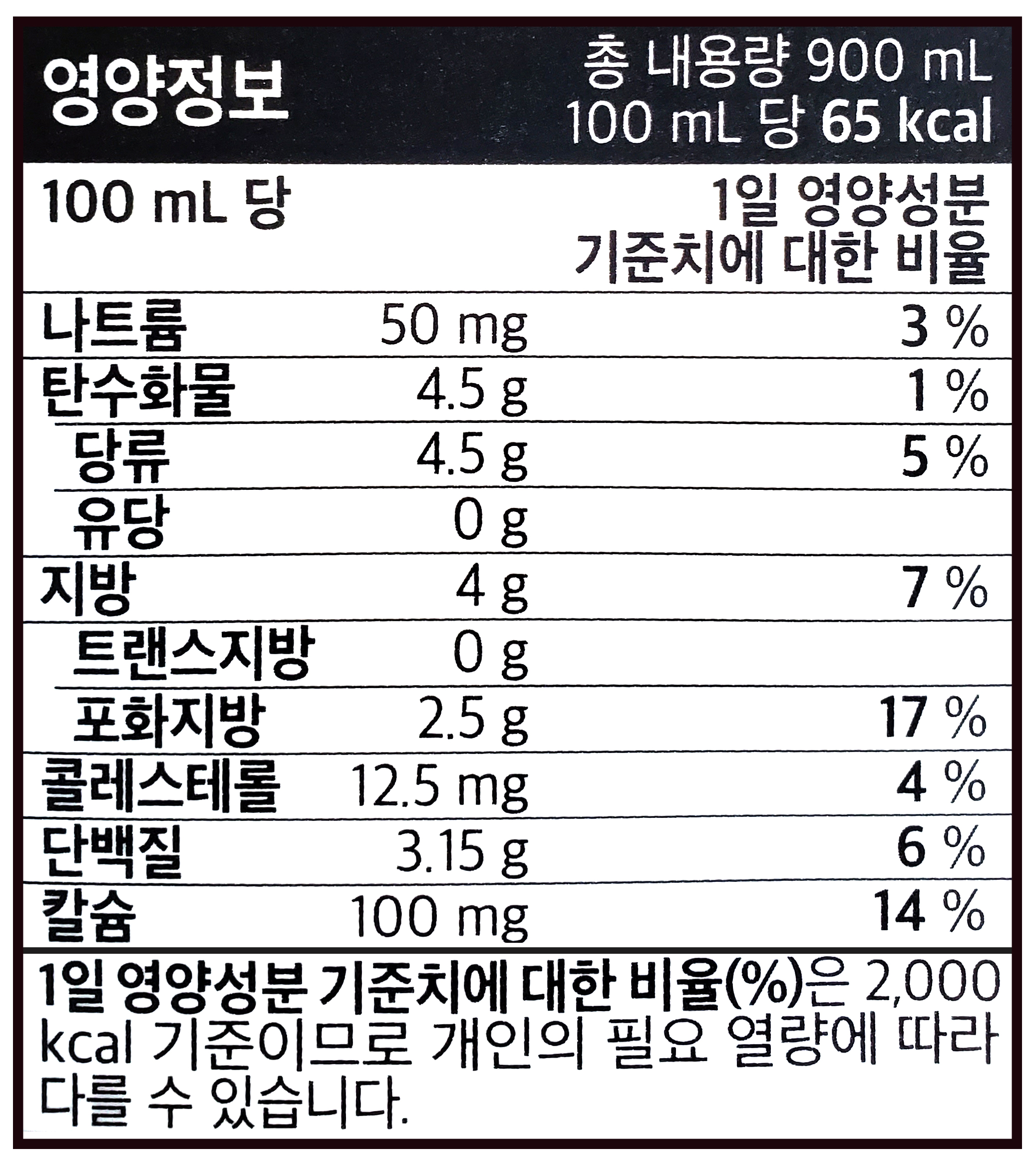 에이 클래스 락토프리 우유 영양정보