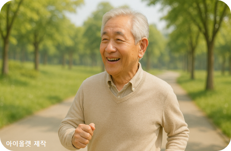 보청기를 착용하고 즐겁게 운동하는 모습
