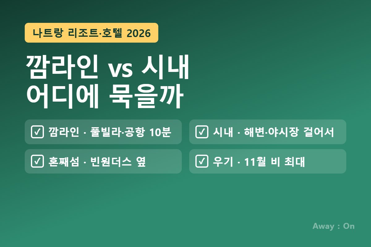나트랑 리조트·호텔 추천 2026 — 깜라인·나트랑 시내·혼째섬 숙소 위치 비교