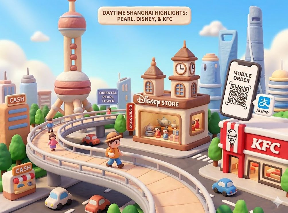 [3월 중국] 대낮의 동방명주, 디즈니 플래그십 스토어, KFC 이용기 (알리페이/현금 주문)