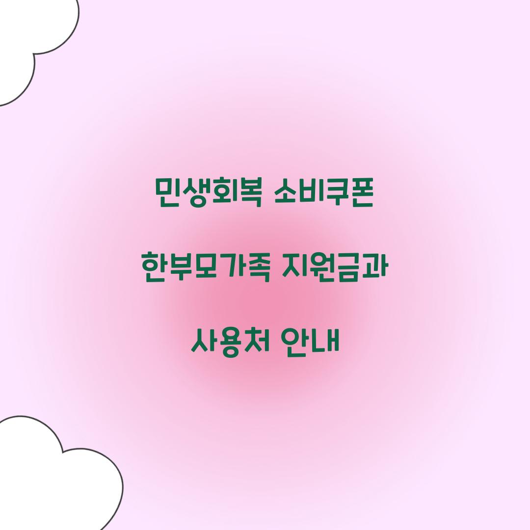 민생회복 소비쿠폰 한부모가족