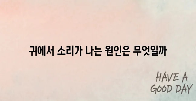 귀에서 삐소리가 나는 이유