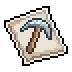 Pickaxe Stamp 이미지.
30도 정도 기울어진 우표에 나무 손잡이로 된 쇠곡괭이의 그림이 그려져 있다.