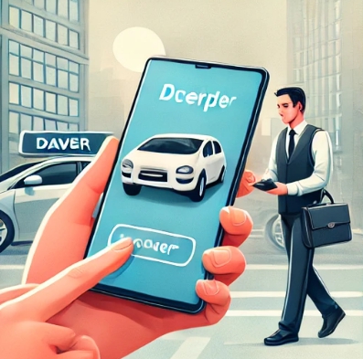 대리운전 어플로 확인 하는 모습