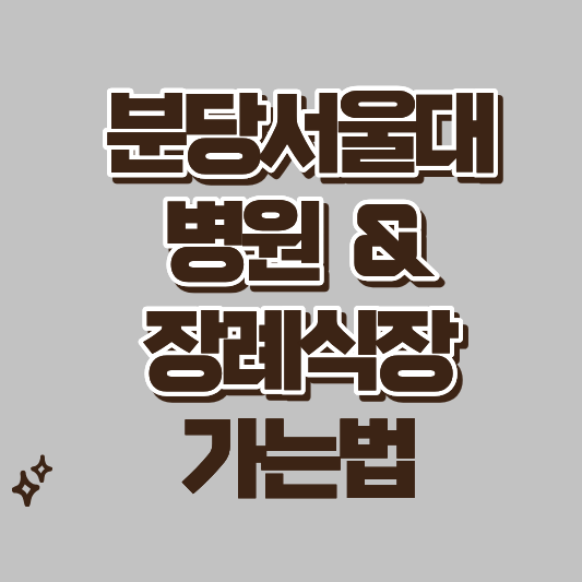 분당 서울대학교 병원 & 장례식장 대중교통 가는법
