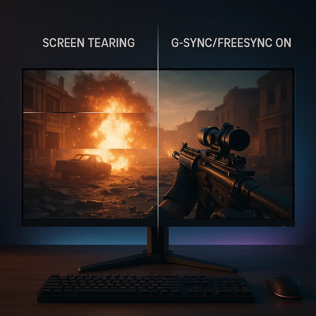 스크린 티어링과 G-sync 비교
