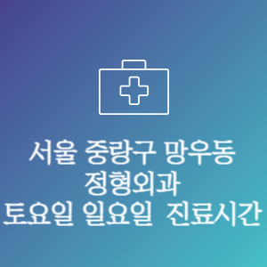 서울 중랑구 망우동 정형외과 주말 토요일 일요일 문여는 병원 진료시간