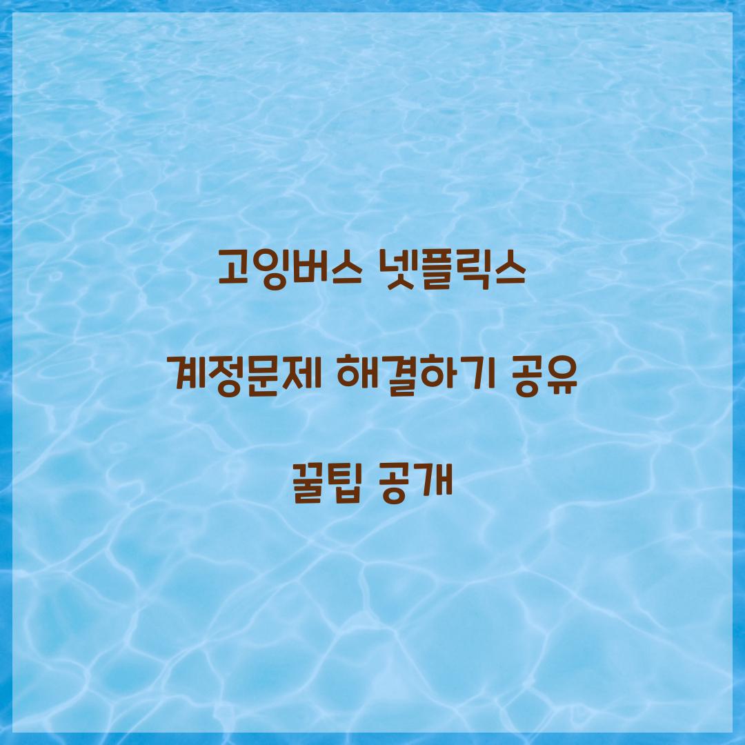 고잉버스 넷플릭스 계정문제