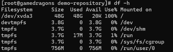 xvda3가 꽉 차있다.