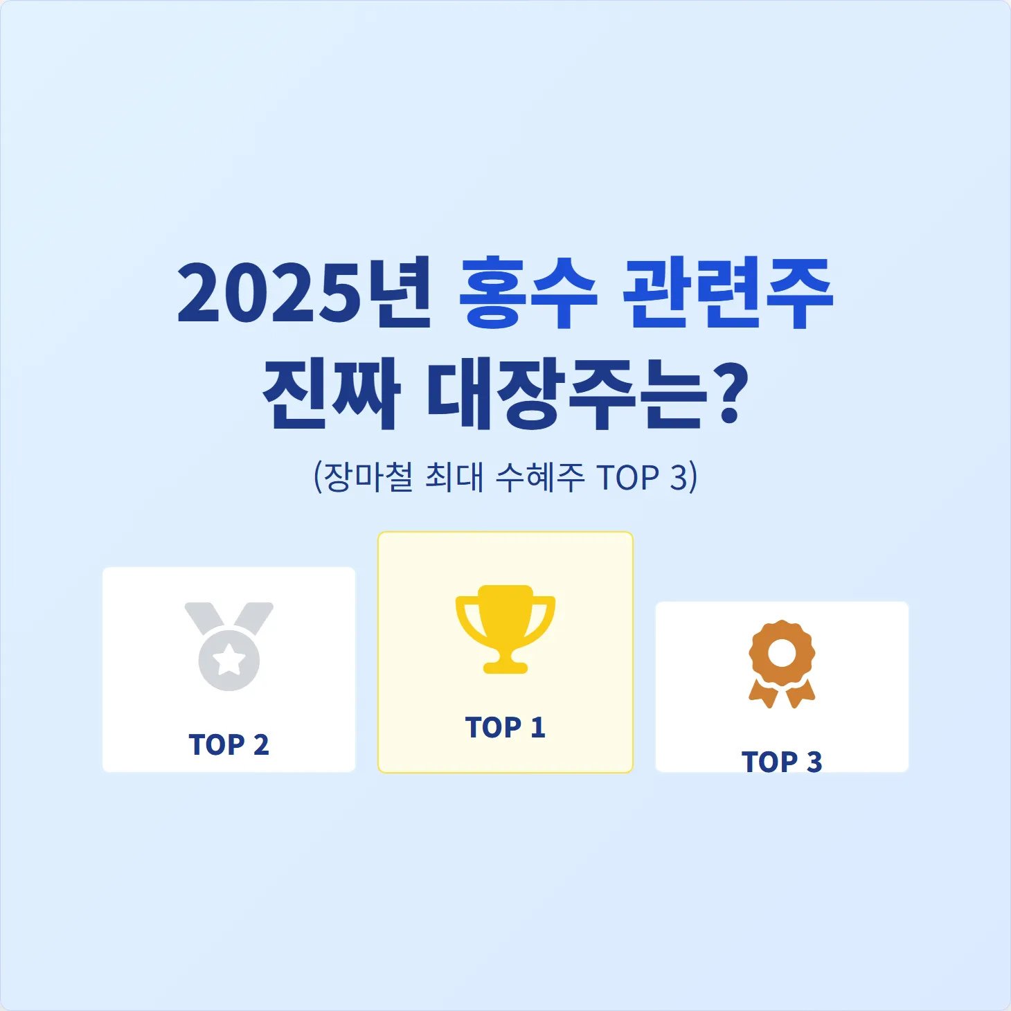 2025년 홍수 관련주, 진짜 대장주는? (장마철 최대 수혜주 TOP 3)