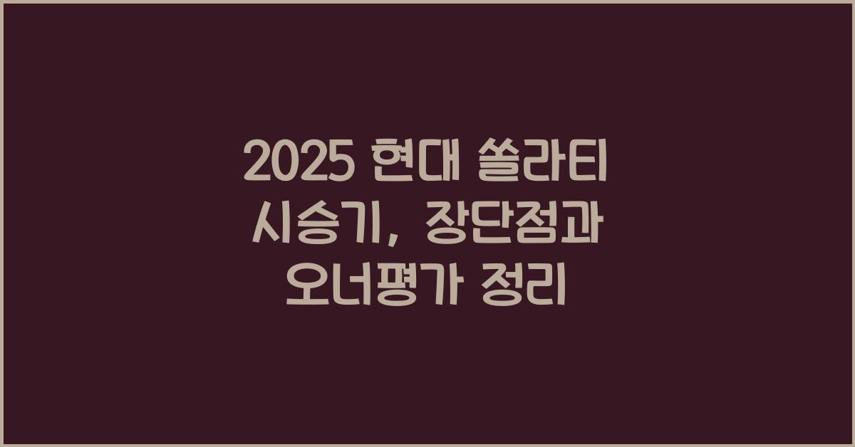 2025 현대 쏠라티 시승기 제원 연비 장단점 유지비 오너평가