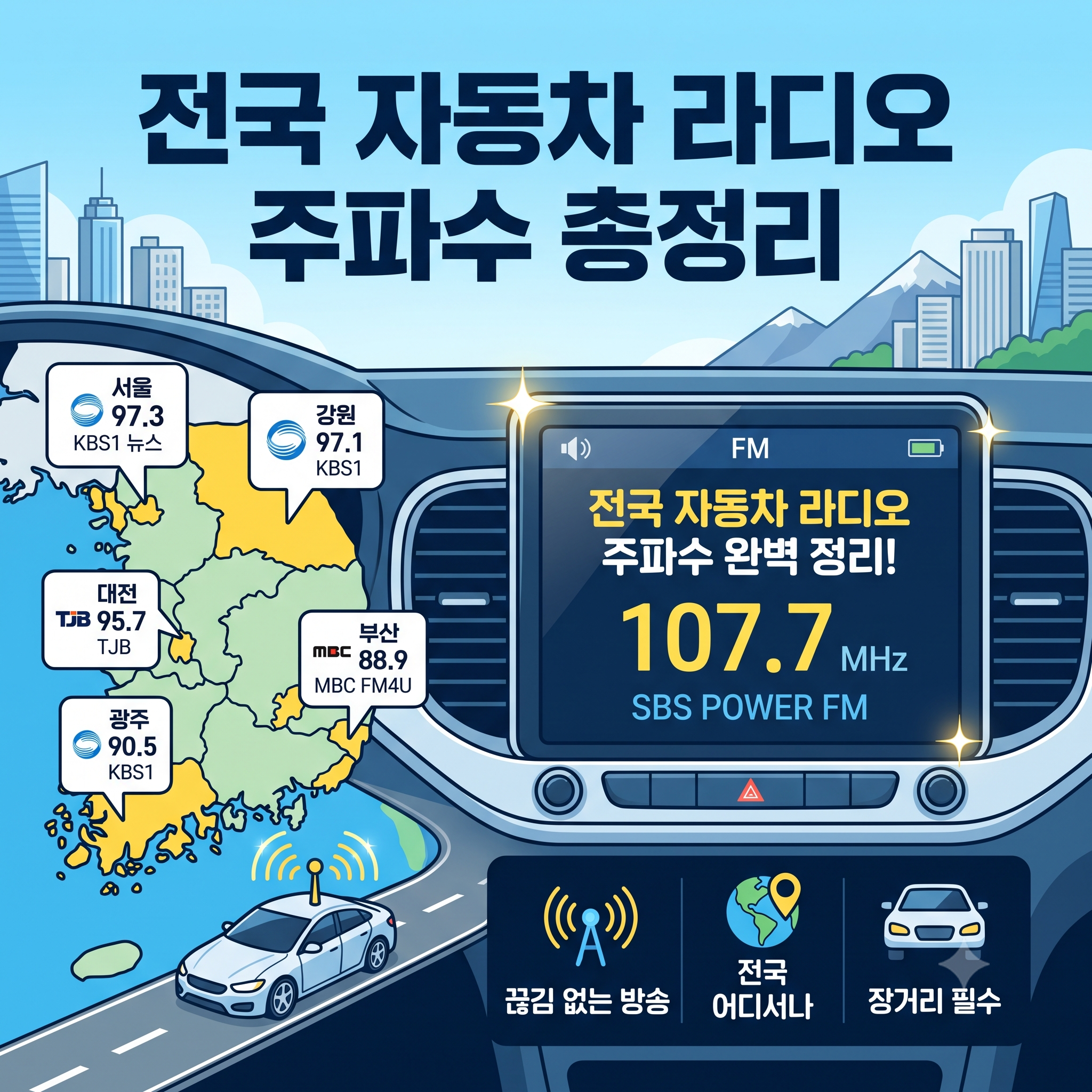 전국 자동차 라디오 주파수 정리: 장거리 운전 필수 채널 가이드