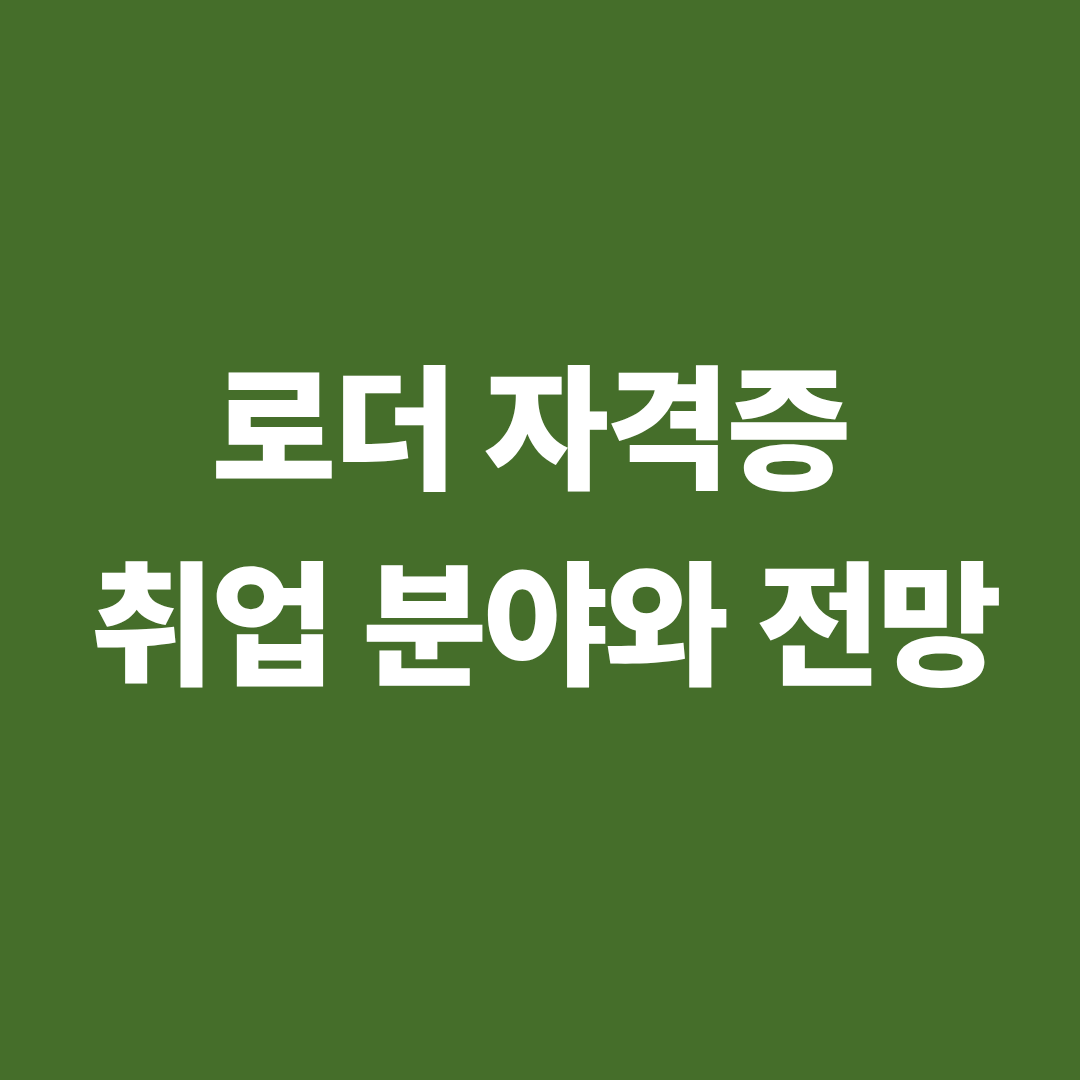 로더 자격증 취업 분야와 전망