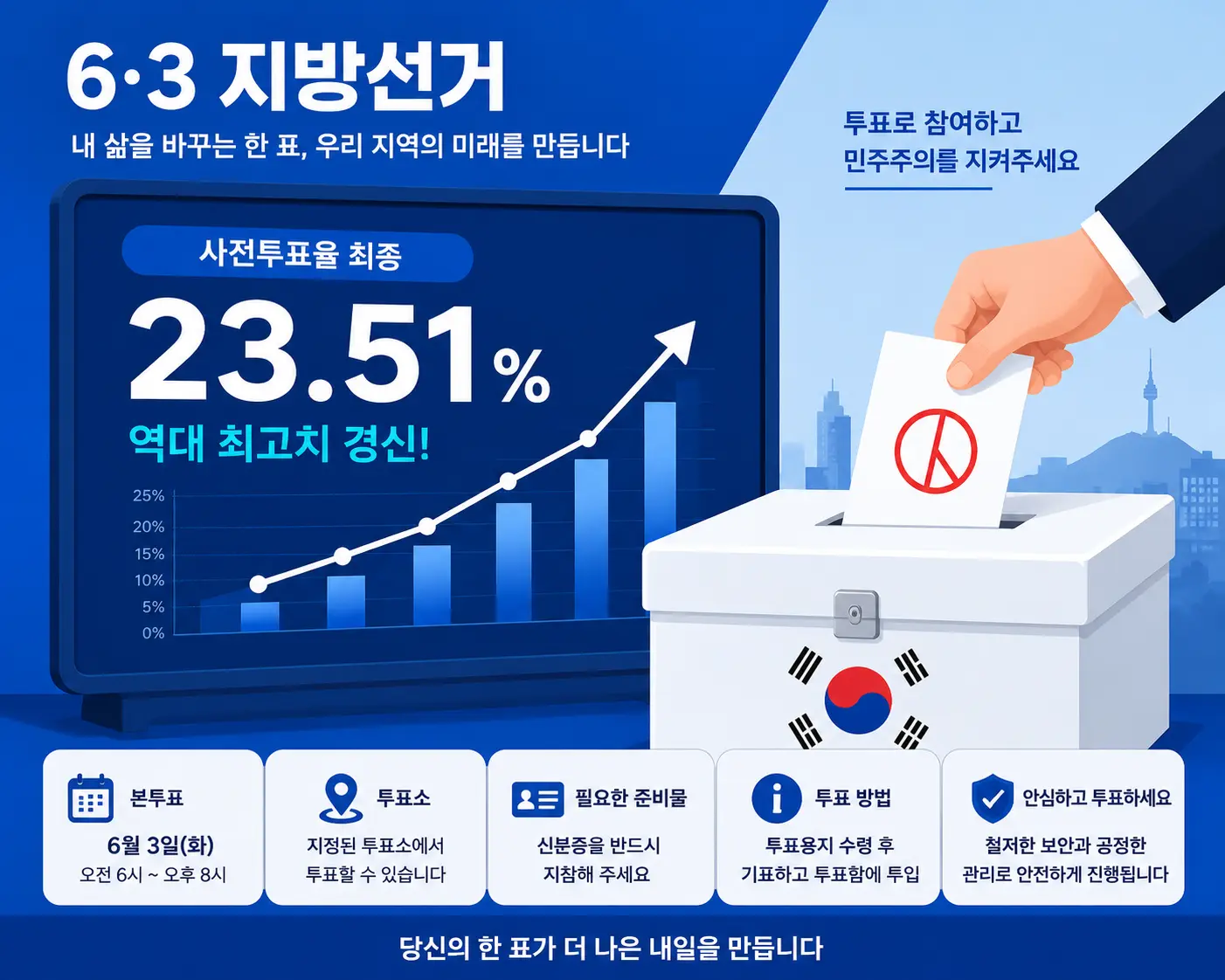 사전투표 최종 23.51% &mdash; 역대 최고치 달성 이미지