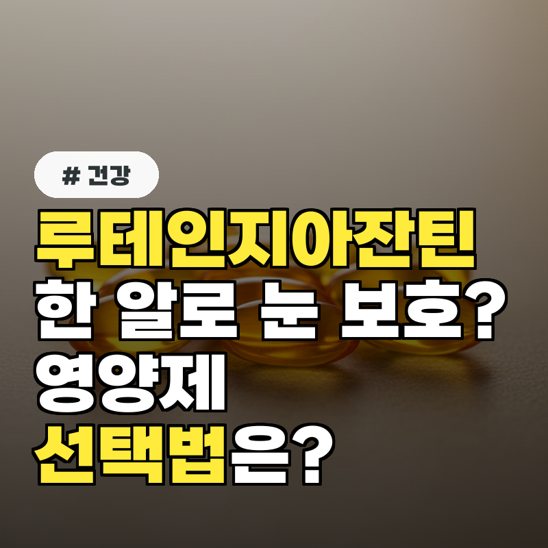 뉴트리원 루테인지아잔틴 한 알로 눈 보호! 영양제 선택법은