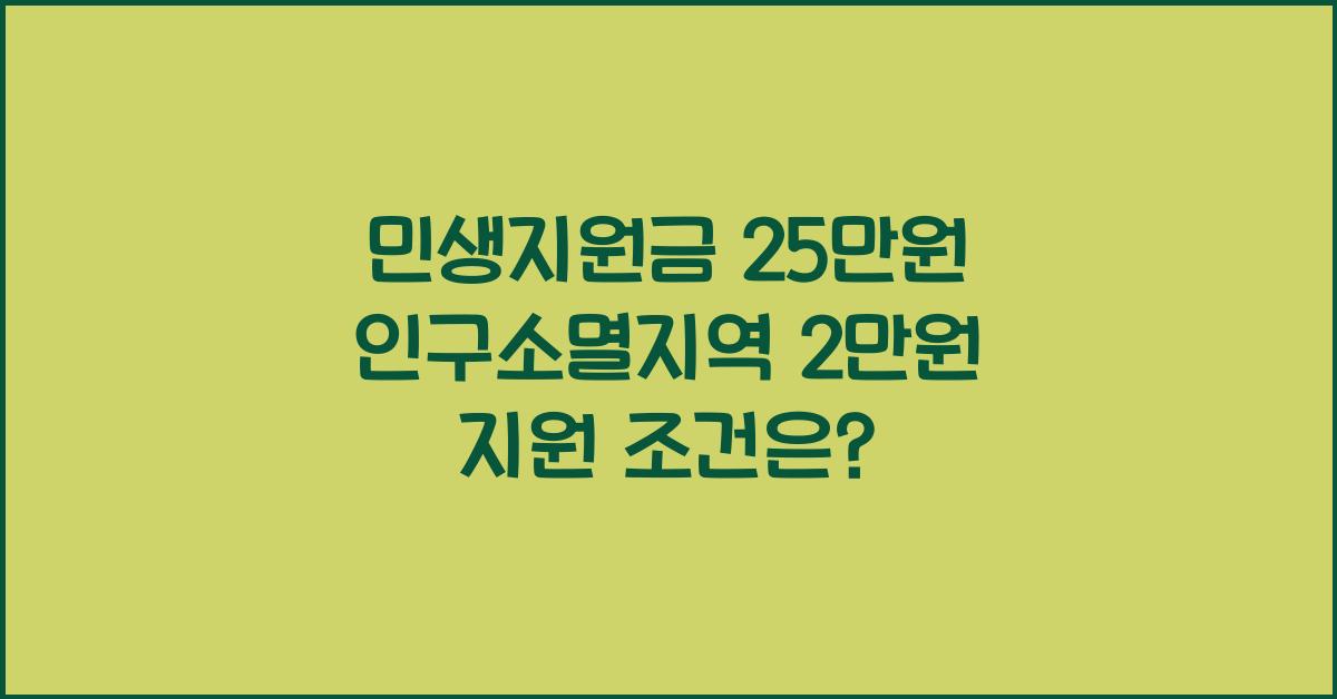 민생지원금 25만원+인구소멸지역 2만원