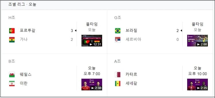 [2022 Qatar World cup] 카타르 월드컵 경기 결과와 오늘의 경기...한국 우루과이와 무승부