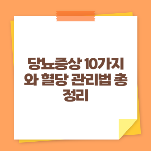 당뇨증상 10가지와 혈당 관리법 총정리