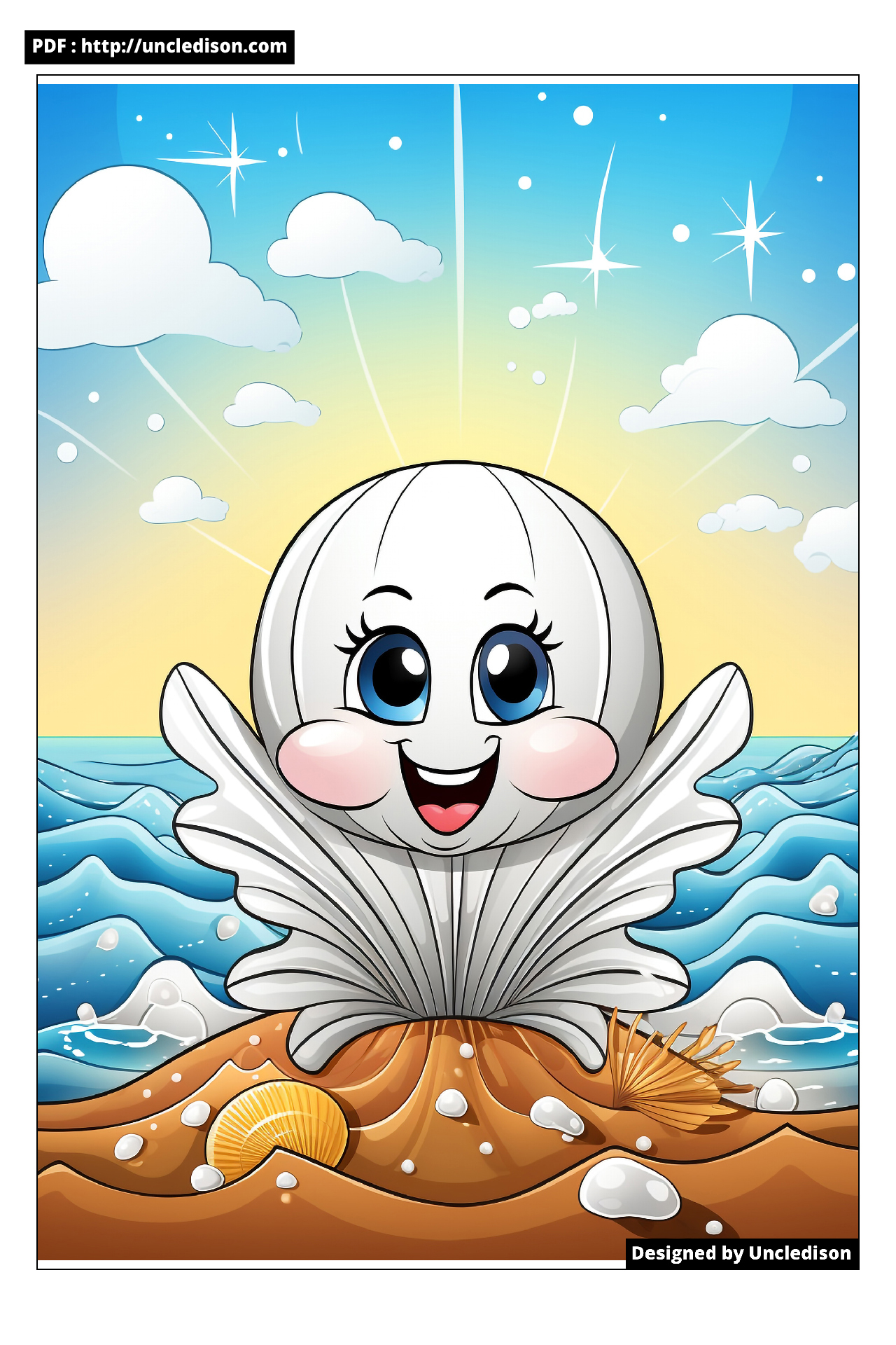 색칠공부도안 귀여운 동물 캐릭터 조개 어른 어르신
