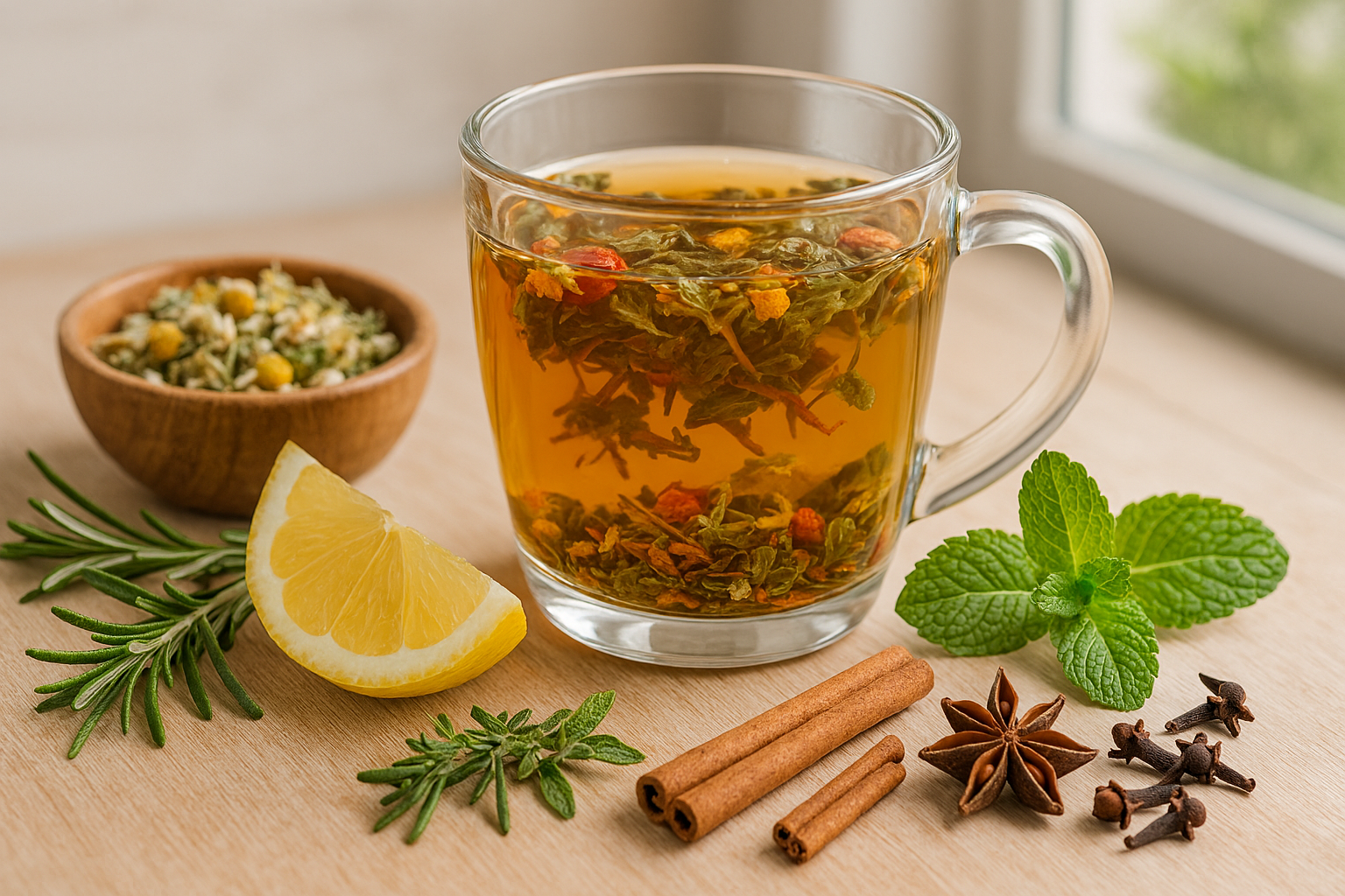 허브와 향신료를 함께 사용한 차 이미지