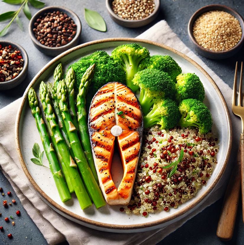 퀴노아 & 연어 스테이크 + 브로콜리