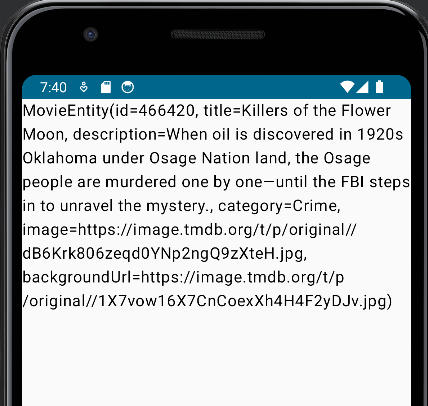 영화 정보를 사용자 화면에 보여준 모습