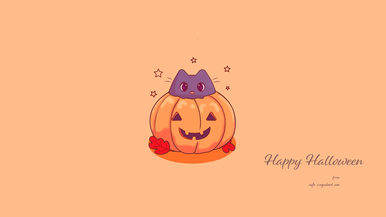 10 호박등 일러스트 C - Happy Halloween 귀여운배경화면