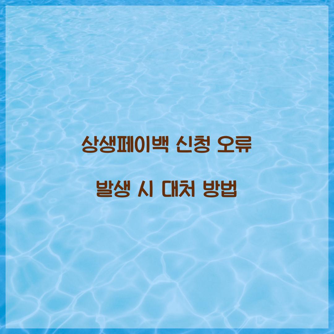 상생페이백 신청 오류 발생 시 대처 방법